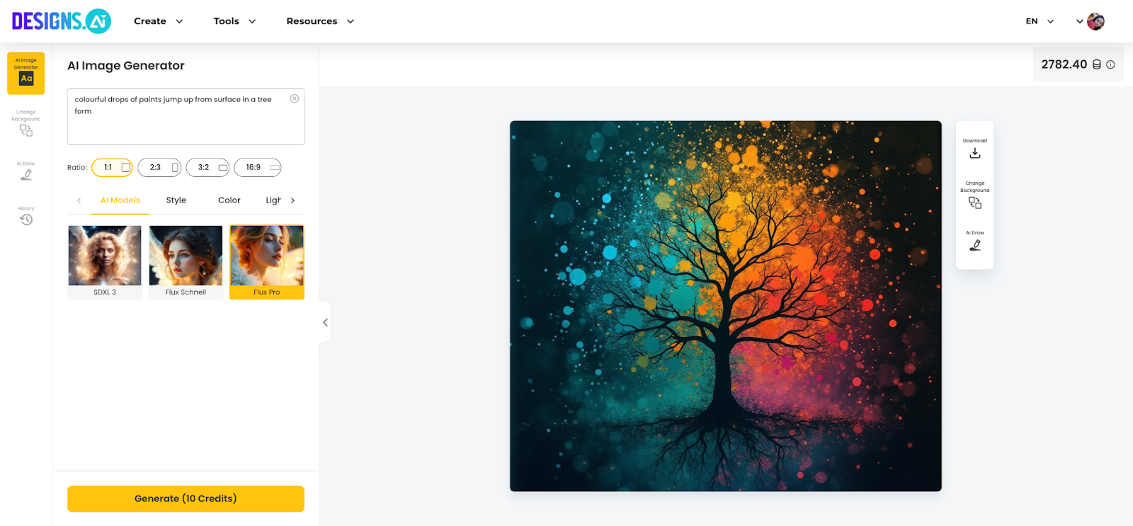 ai picture generator of colourful drops of paints