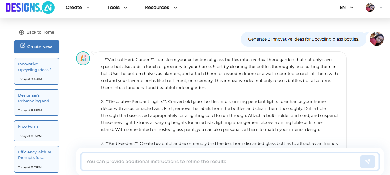 Brainstorming and Idea Generation using Designs AI